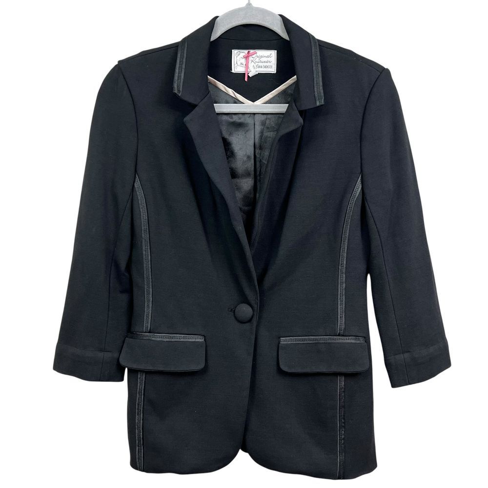 Original Knitwear by Yoana Baraschi Womens Blazer 1 Button Trim Detail Black S*